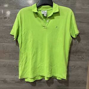 Lilly Pulitzer Women Polo Shirt Cotton Neon Green Short Sleeve Medium Golf